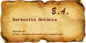 Berkovits Antónia névjegykártya